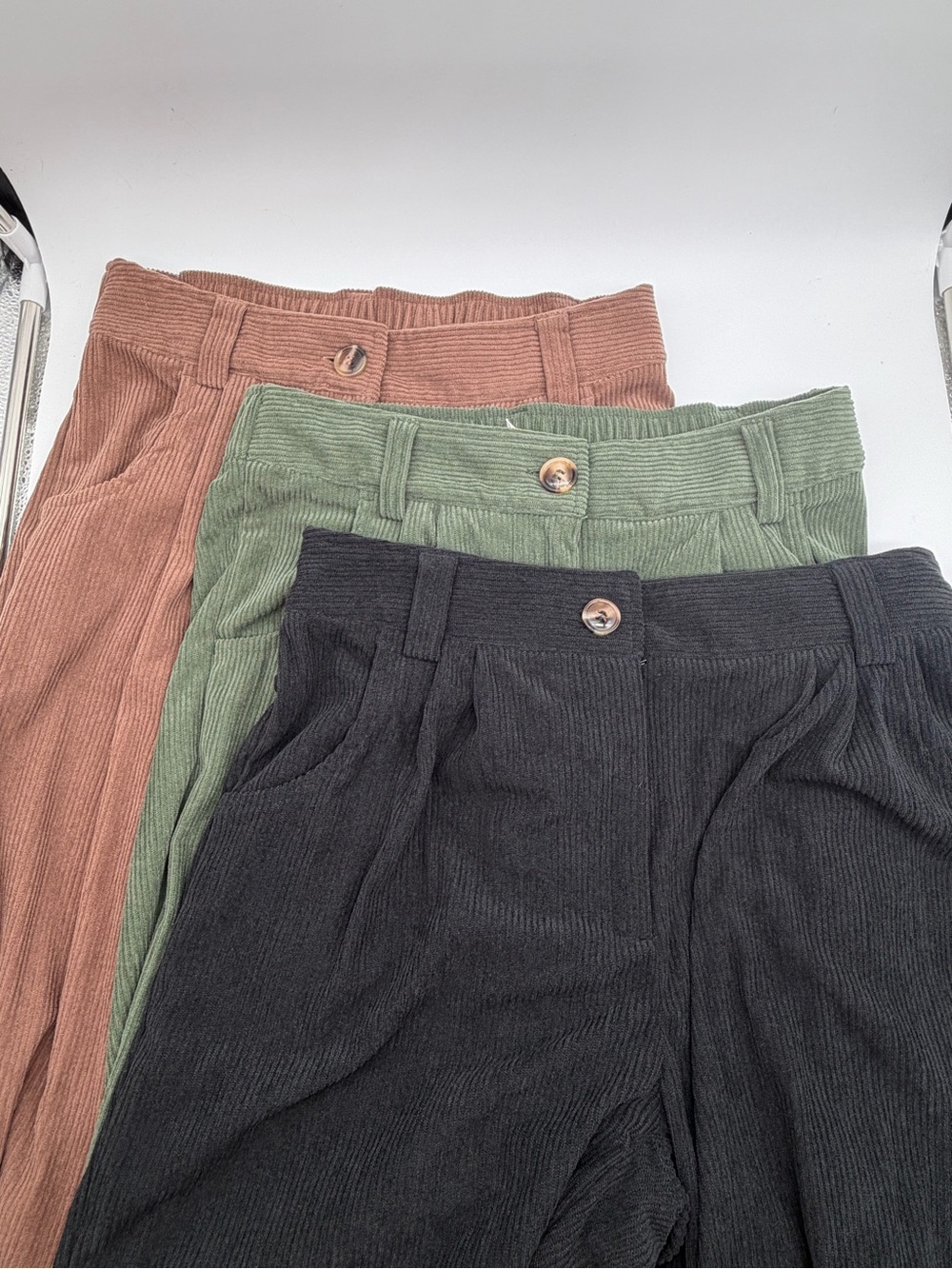 3 HALARA Womens Corduroy Pants in Black, Olive, Rust Brown. Sz S